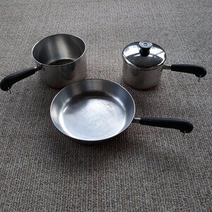 Vintage Revere Ware Copper Bottom Cookware 4pc Set